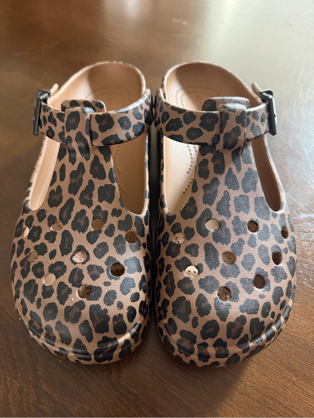 CROCS Leopard Print Mary Jane Clogs - Brown and Black